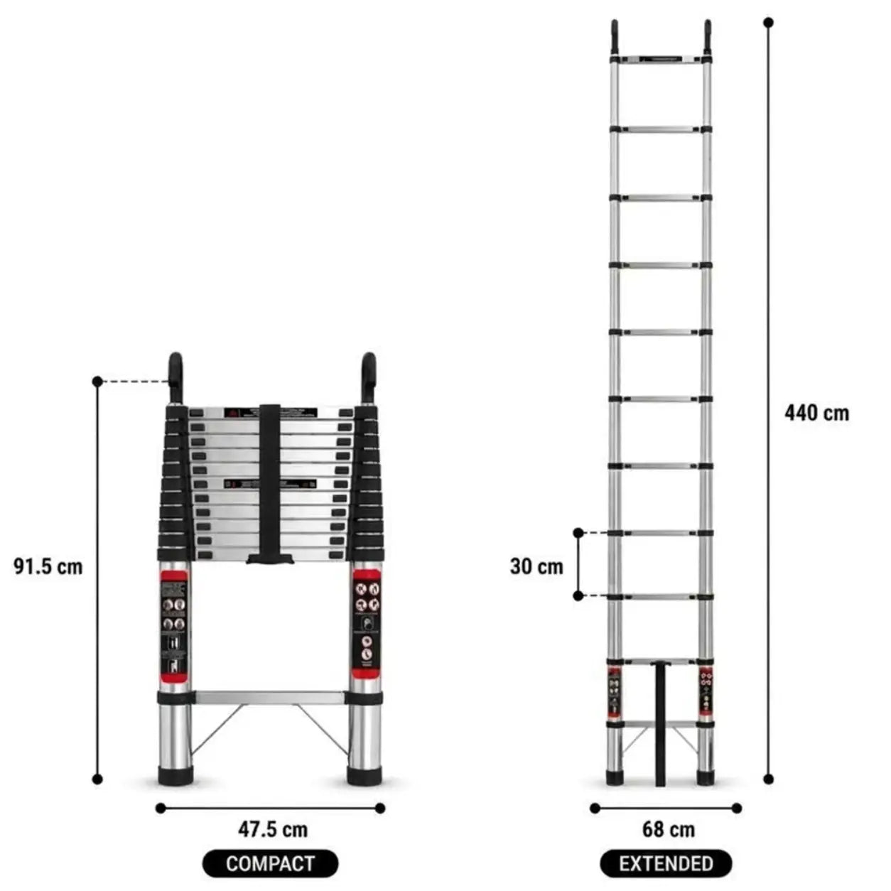 Telescopic Ladder 4,4m with Hook