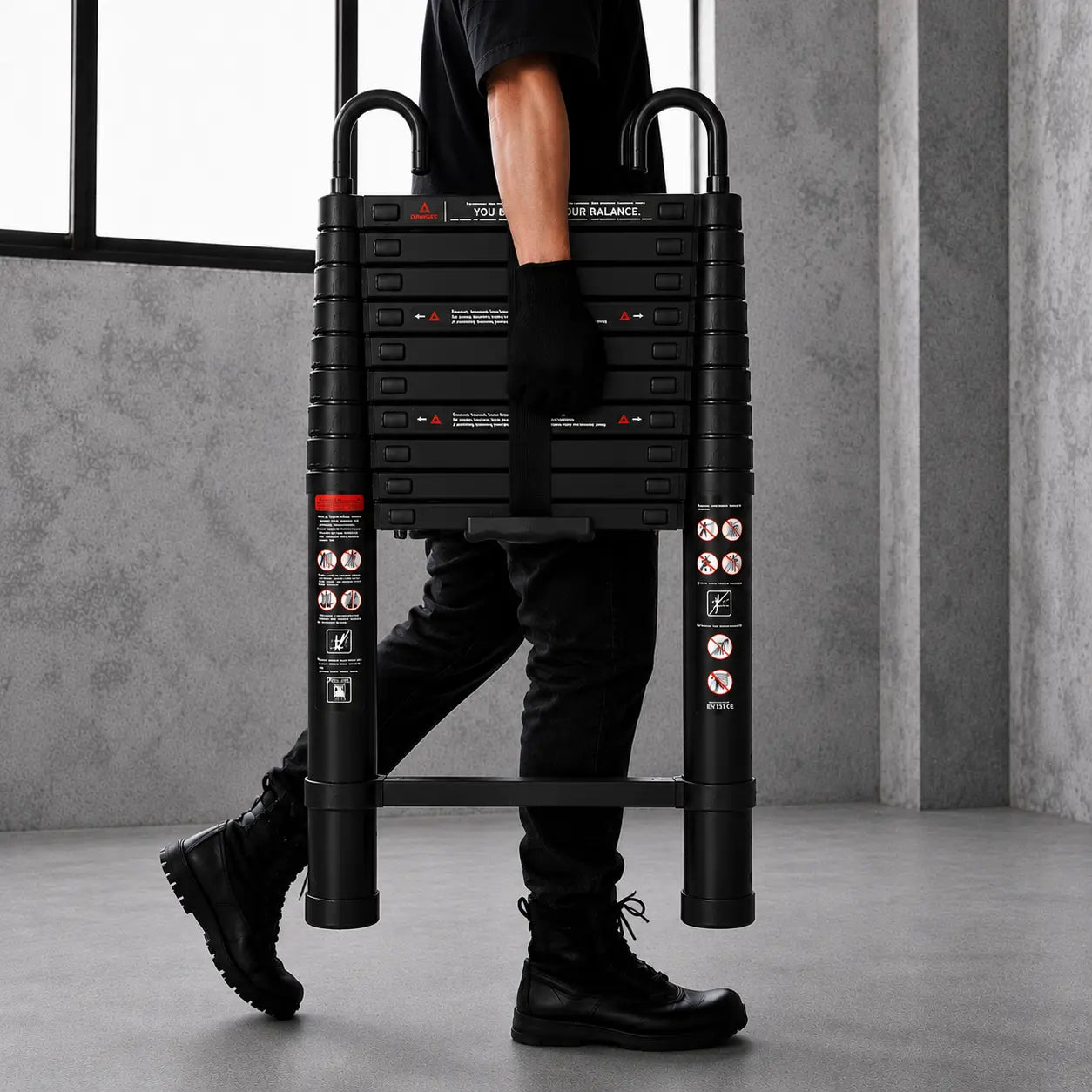Telescopic Ladder 3,2m Black