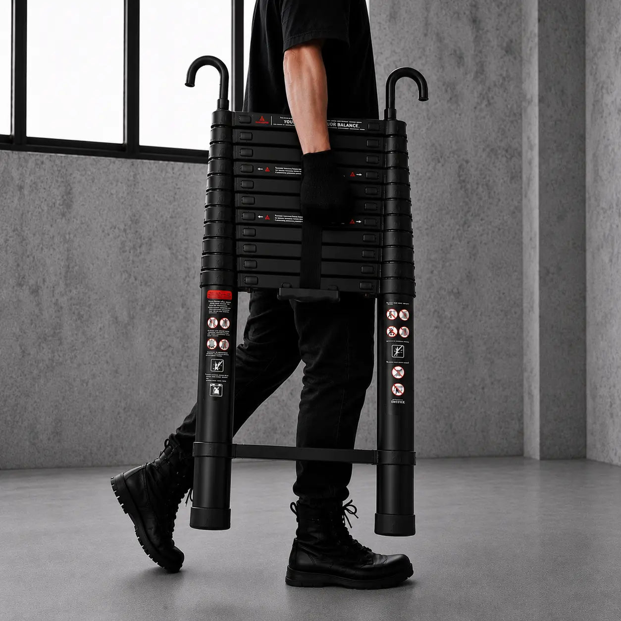 Telescopic Ladder 5,1m Black